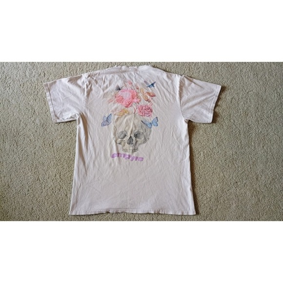 Vtg EMPYRE Mens Graphic T Shirt Skull Roses Butterflies Logo Casual Size Medium - Picture 5 of 7